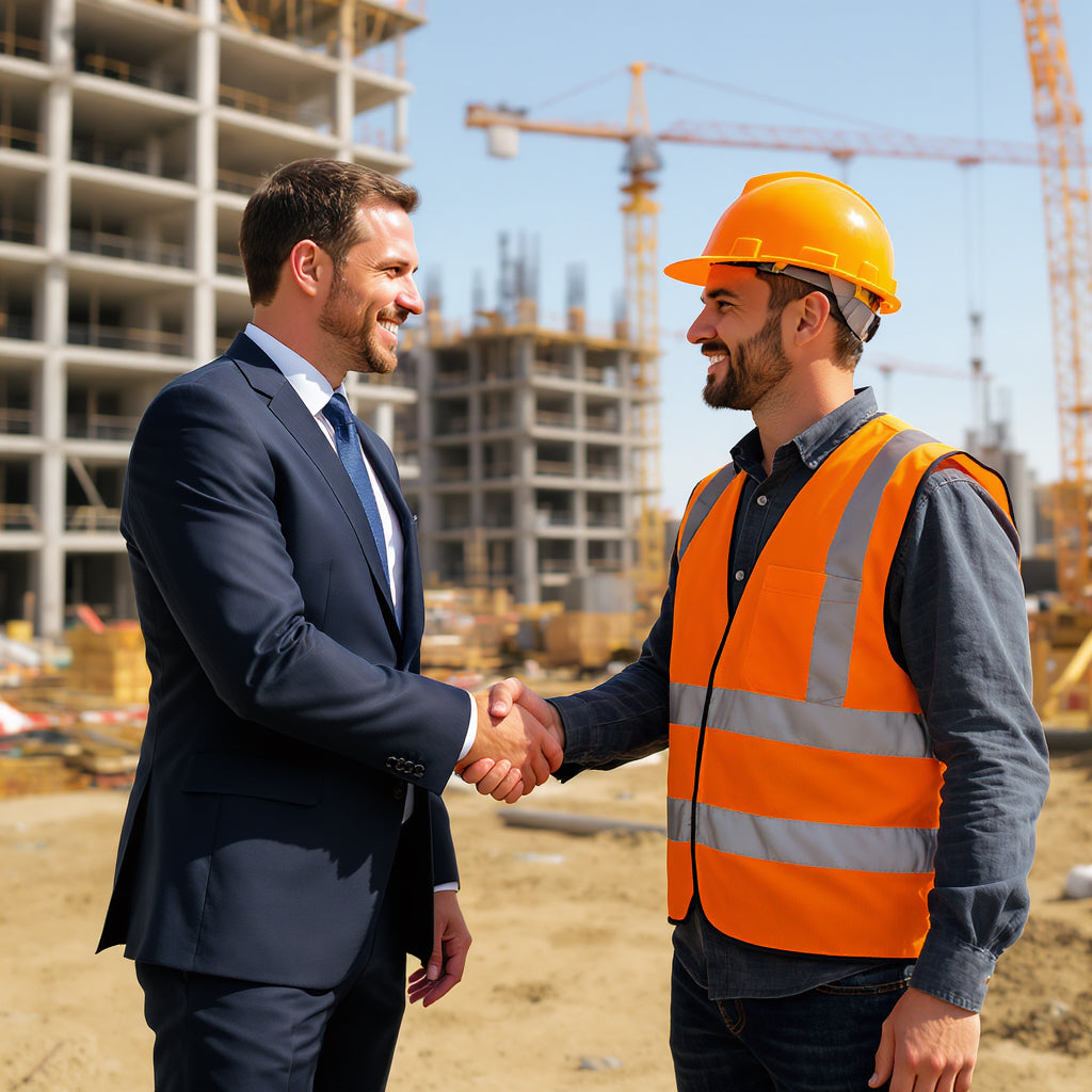 businessman and construction worker